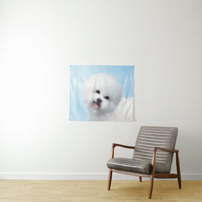 Tapiz Pintura de Bichon Frise - Arte de Perro Original. (In situ (horizontal))