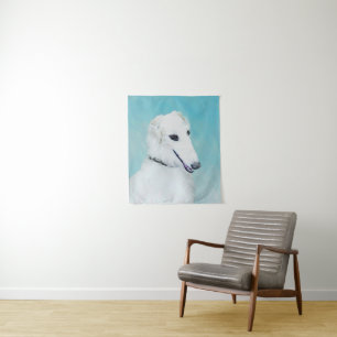Tapiz Pintura de Borzoi (blanco) - Arte de perro origina