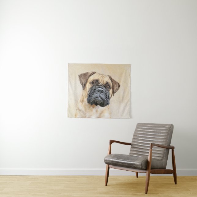 Tapiz Pintura de Bullmastiff - Arte de Perro Original. (In situ (horizontal))