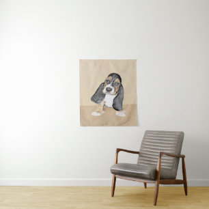 Tapiz Pintura de cachorro de abeja de Basset - Arte Perr