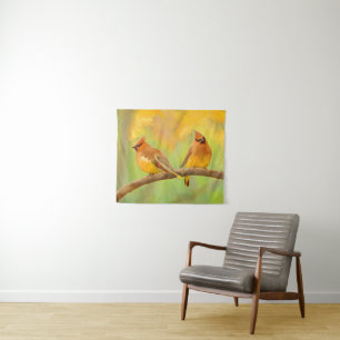 Tapiz Pintura de cedro Waxwing - Arte de perro original 