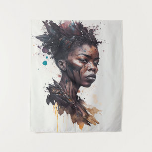 Tapiz Pintura de color de agua, hermosas mujeres de trib