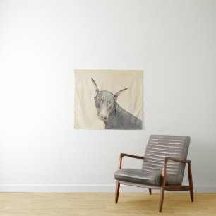Tapiz Pintura de Doberman Pinscher - Arte original de pe