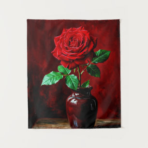 Tapiz Pintura de Flor de Rosa Roja