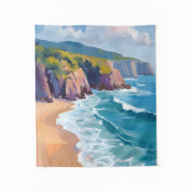 Pintura de la costa en acuarela de Big Sur, Califo