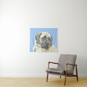 Tapiz Pintura de malvado inglés (Fawn) - Arte de perro o