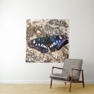 Tapiz Pintura de mariposa azul del almirante blanco del 