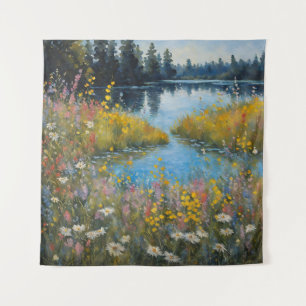 Tapiz Pintura de paisaje acuático del lago Tapestry
