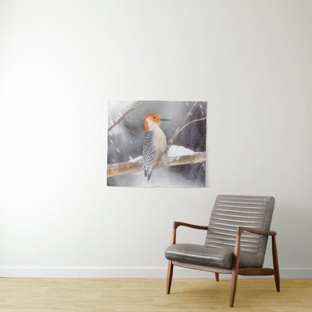 Tapiz Pintura de pájaro de madera roja (In situ (horizontal))