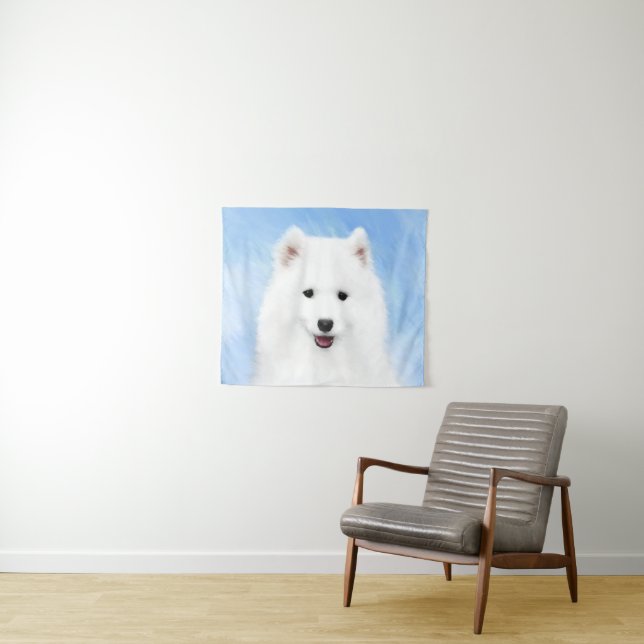 Tapiz Pintura de pimienta de Samoyed - Arte Perro Origin (In situ (horizontal))
