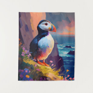 Tapiz Pintura de retrato animal de pájaro de Puffin libr