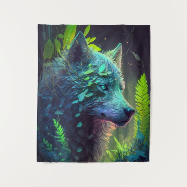 Tapiz Pintura de retrato de animales lobo Vida salvaje a (Anverso)