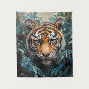 Tapiz Pintura de retrato de tigre en la selva