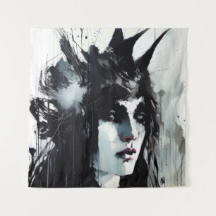 Tapiz Pintura de tinta negra de la diosa