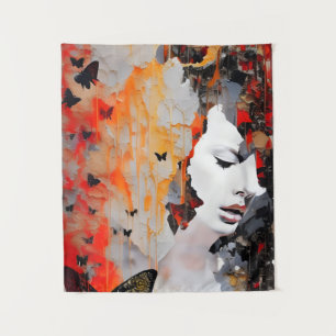 Tapiz Pintura desordenada de mujeres y mariposas