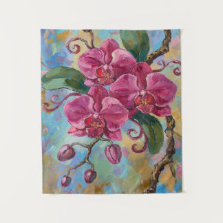 Tapiz Pintura floral de orquídea rosa