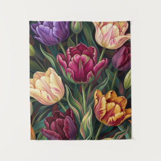 Tapiz Pintura floral de tulipanes coloridos