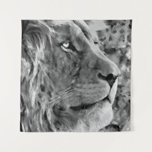 Tapiz pintura moderna de aceite blanco y negro de león r