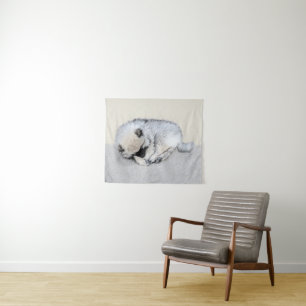 Tapiz Pintura original de cachorro Keeshond durmiendo Ar