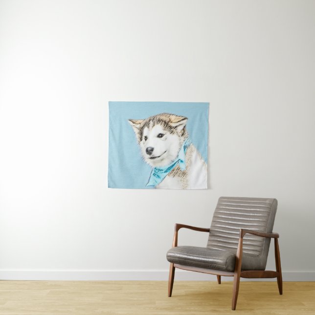 Tapiz Pintura siberiana Husky de pipa - Arte original de (In situ (horizontal))