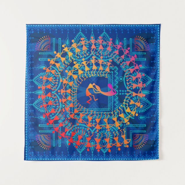 Tapiz Pintura warli - dibujo a mano tradicional del anci (Anverso)