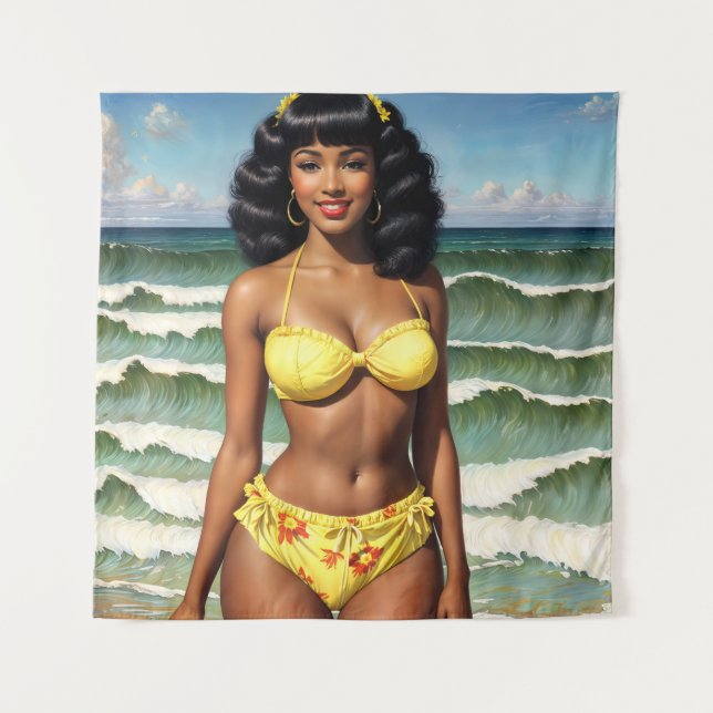 Tapiz Pinup Black Chica Melanin Bikini Model (Anverso)
