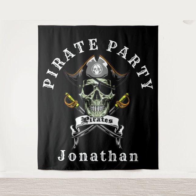 Tapiz Pirata Real  Telón de Fondo de la Fiesta Pirata (Anverso)