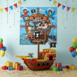 Tapiz Pirate Kids Birthday  Backdrop Banner 