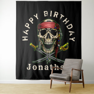 Tapiz Pirate Skull Ghost Royal Happy Birday backday