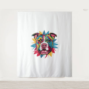 Tapiz pitbull de perro divertido y colorido