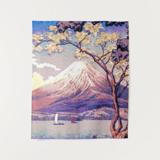 Tapiz Pixel Mt. Fuji del lago Yamanaka en el Poster Dusk