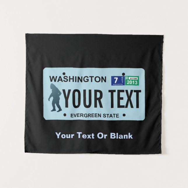 Tapiz Placa de licencia de Washington Sasquatch (Anverso (horizontal))
