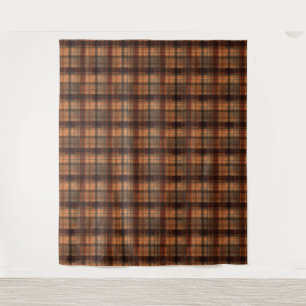 Tapiz Plaid Scottish tartan naranja marrón clásico negro