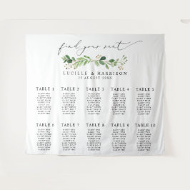 Tapiz Plan de Asientos de Boda con Vegetación Moderna