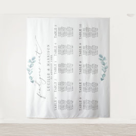 Tapiz Plan de Asientos/ Mesa de Boda de Eucalipto Etéreo