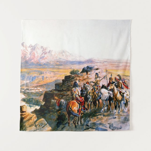 Tapiz "Planeando el ataque" por Charles M Russell (Anverso)