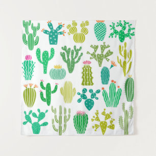 Tapiz Planta de cactus: conjunto floral vintage.