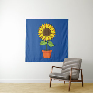Tapiz Planta de girasol en una olla
