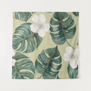 Tapiz Plantas acuarelas tropicales: patrón sin soldadura