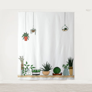 Tapiz Plantas con cubierta doméstica Doodle Art