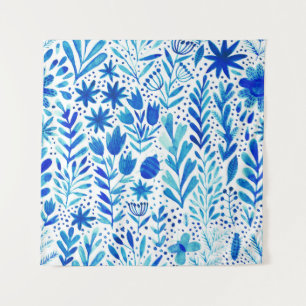 Tapiz Plantas de acuarela floral de textura sin foco