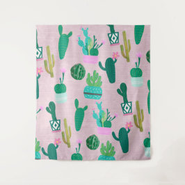 Tapiz Plantas de Cactus Cacti del Suroeste Rústico Rosa