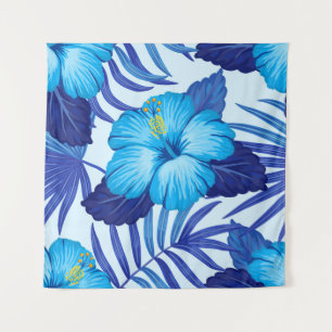 Tapiz Plantas tropicales hawaianas, patrón de hibiscos.