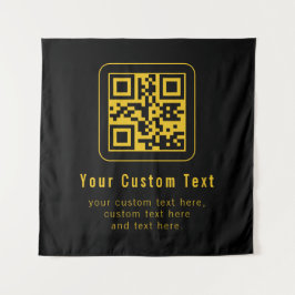 Tapiz Plantilla de código QR y texto editable | Negro y 