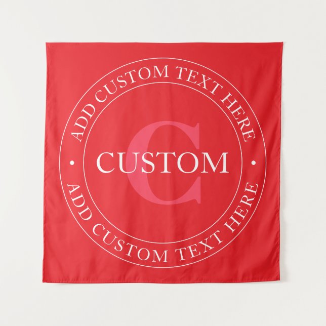 Tapiz Plantilla de texto circular elegante blanco rojo e (Anverso)