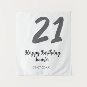 Tapiz plantilla negra de cumpleaños número 21 agregar no