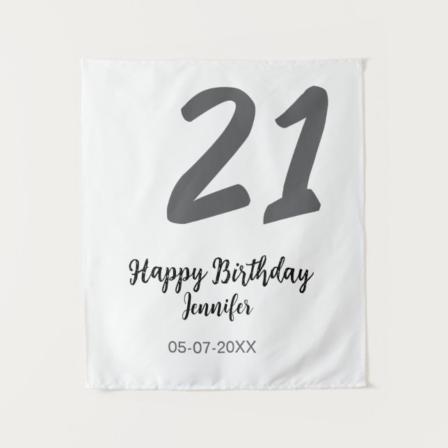 Tapiz plantilla negra de cumpleaños número 21 agregar no (Anverso)