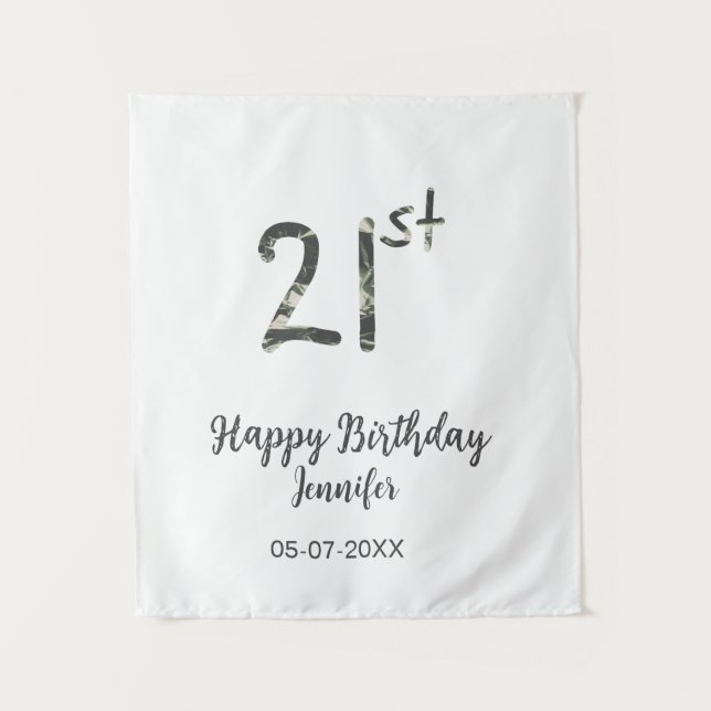 Tapiz plantilla negra para cumpleaños 21 agregar nombre  (Anverso)