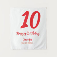 plantilla roja de 10º cumpleaños agregar nombre fe
