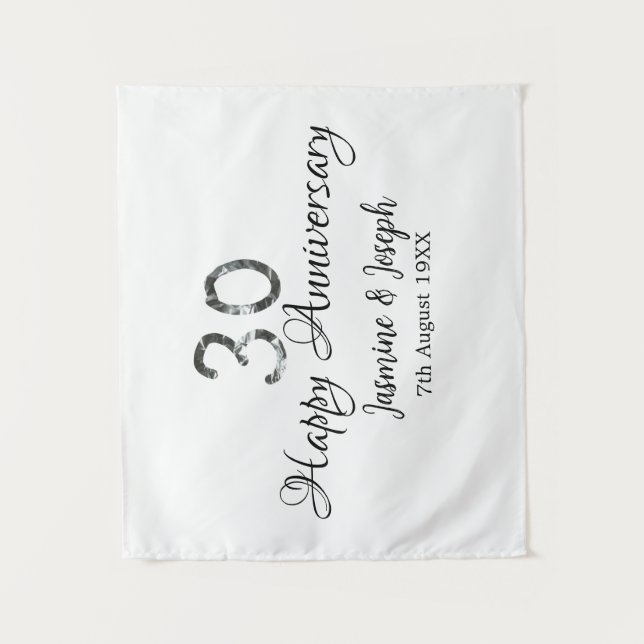 Tapiz Plata Metálico 30º aniversario feliz agregar nombr (Anverso)